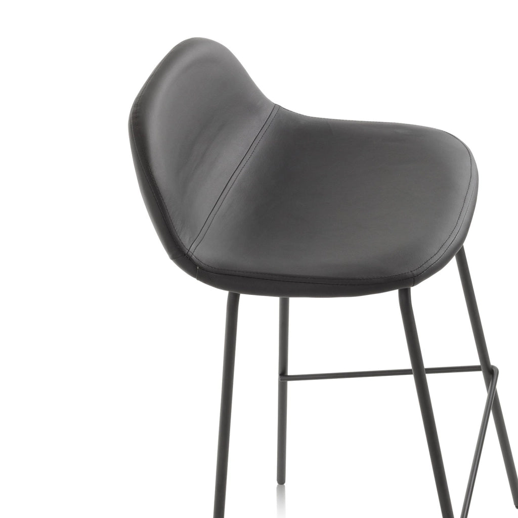 Set 2 Sgabelli 42x43x91,5 cm in Similpelle Nero