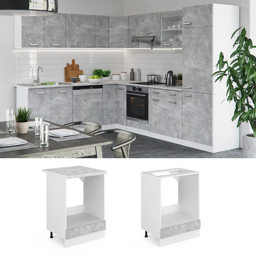 Mobile per forno da incasso R-Line Calcestruzzo/Bianco 60 cm, PL Rovere Vicco