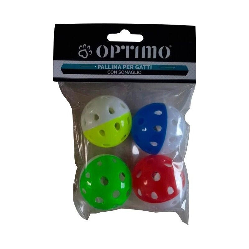 PALLINA GIOCO GATTO 4,3 CM CON SONAGLI 4 PZ