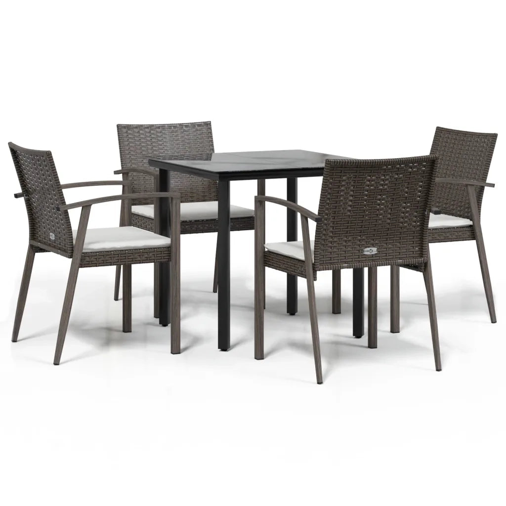 Set Pranzo da Giardino 5pz con Cuscini in Polyrattan e Acciaio 3186986