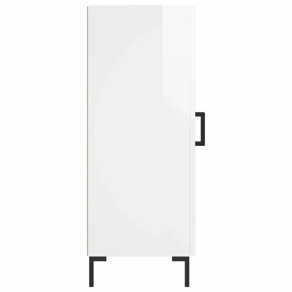 Credenza Bianco Lucido 34,5x34x90 cm in Legno Multistrato
