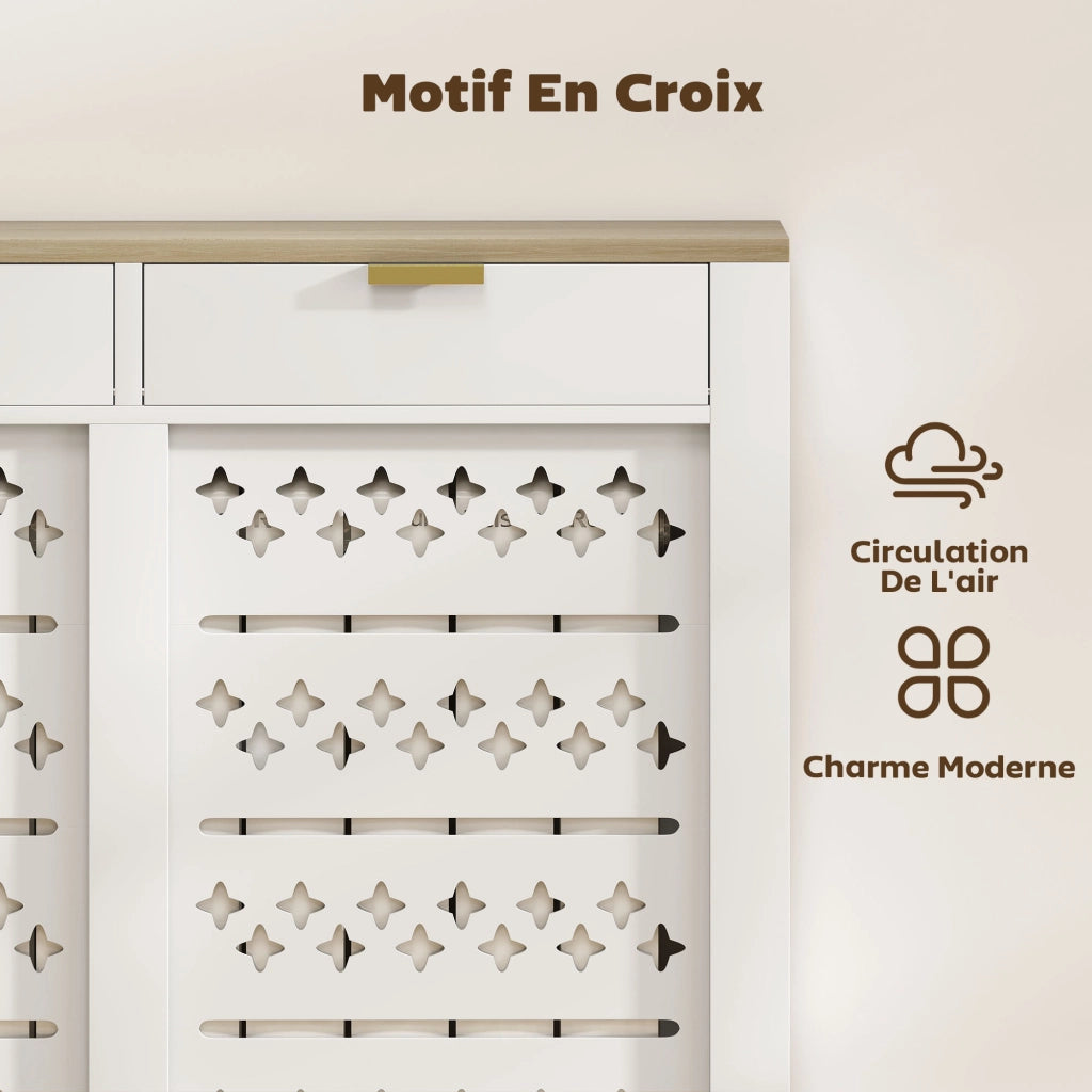 Mobile copritermosifone con anta ribaltabile e ripiano superiore ¨C Xylo ¨C Bianco 108x19x95,5cm