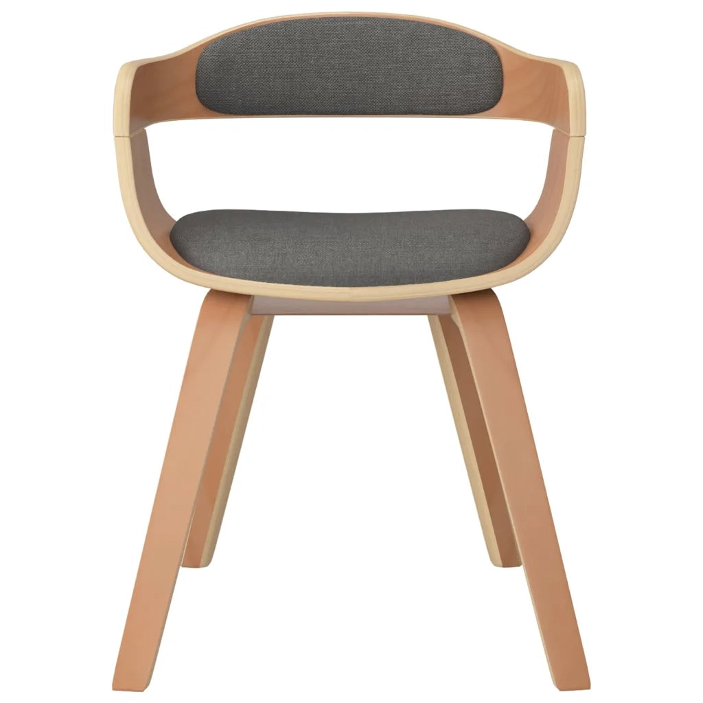 Sedia da Pranzo Grigio Chiaro in Legno Curvato e Tessuto