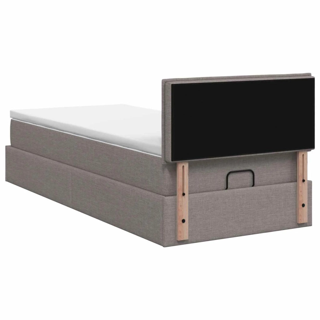 Letto ottomano con materasso Tortora 80 x 200 cm Tessuto 3456202