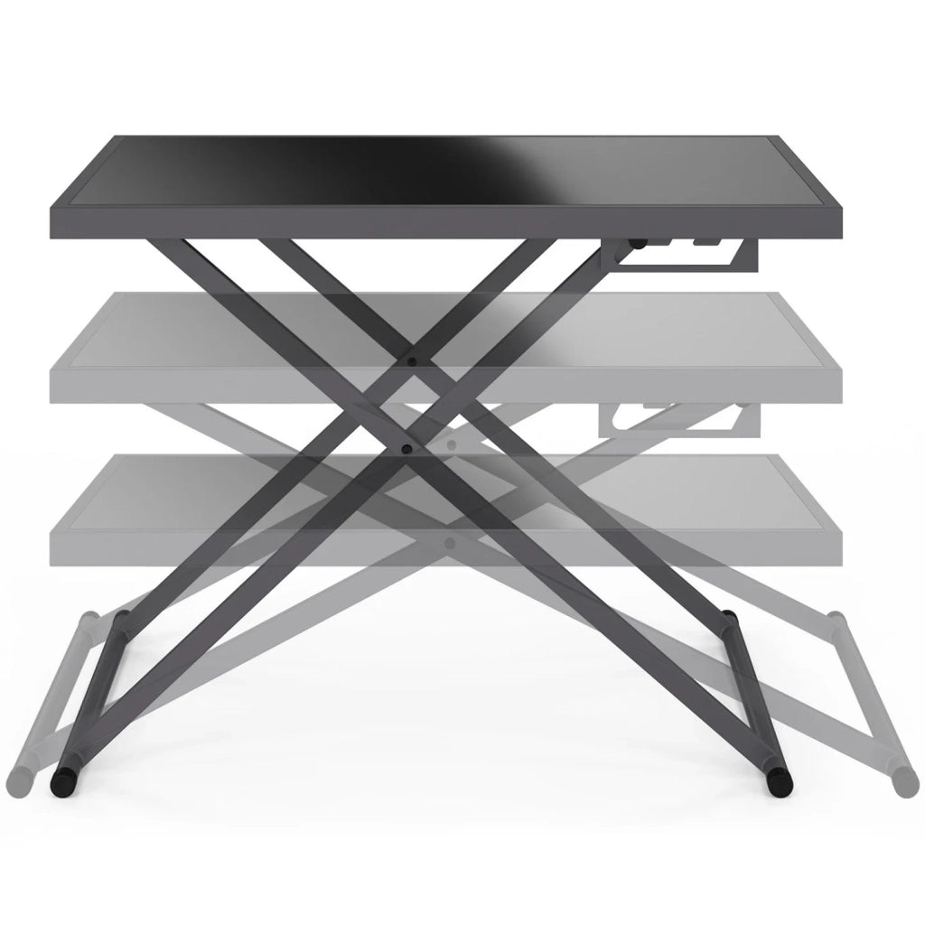 IDMarket - Tavolo da giardino rettangolare sollevabile OLIE 100 cm in metallo grigio antracite e piano grigio