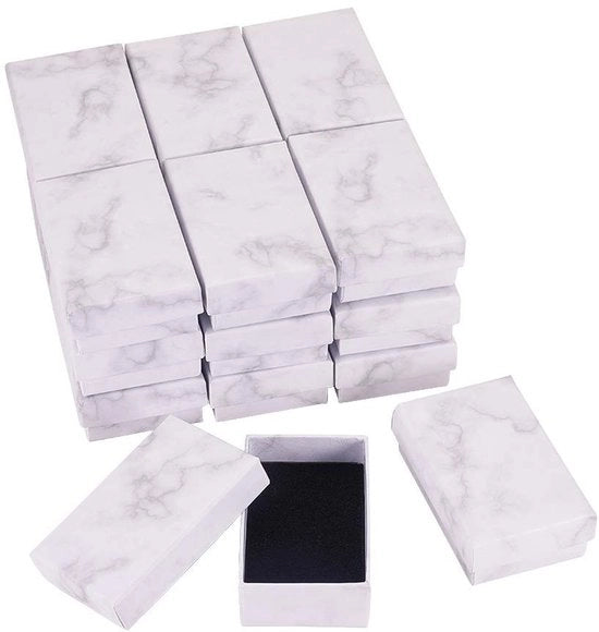 Scatole per gioielli in stile marmo - Dono - 20 pezzi - 5x7.9x2.7cm - Carta rigida - Supporto adattabile - Scatola per gioielli
