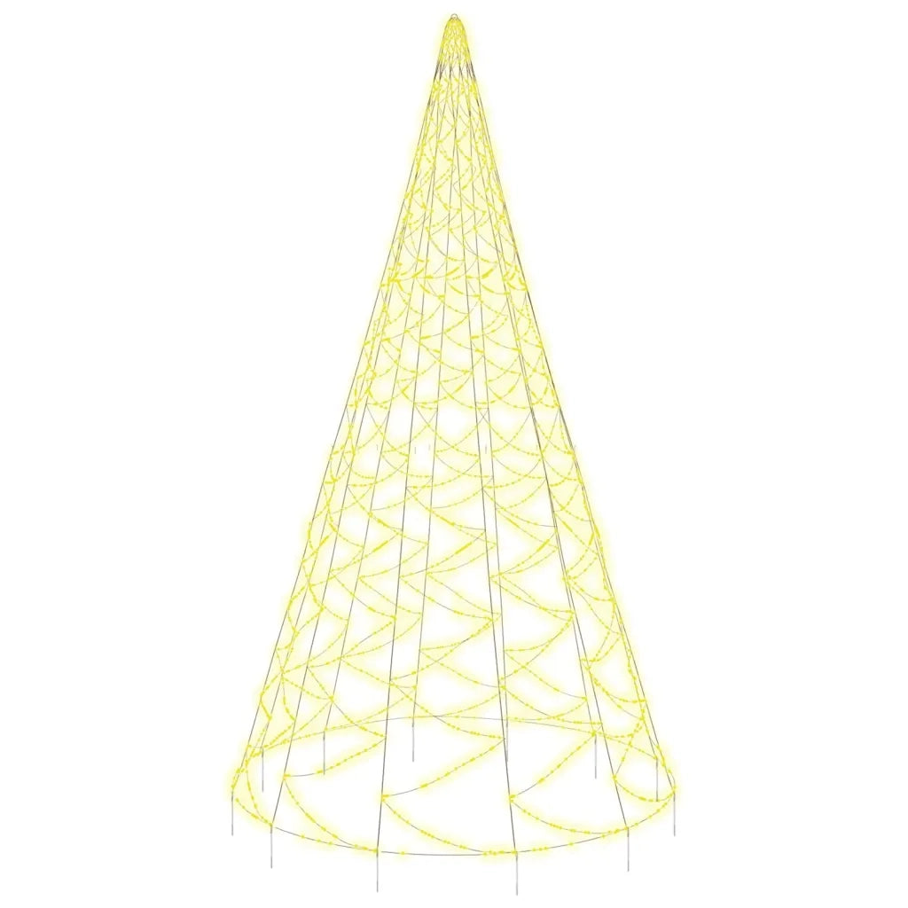 Albero di Natale Pennone Bianco Caldo 3000 LED 800 cm 343546
