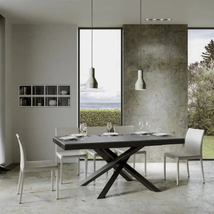 Tavolo allungabile 180/440x90 cm Volantis Evolution colore cemento telaio e gambe antracite