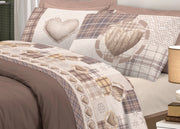 Completo Lenzuola Linea Pensieri Delicati In 100% Cotone Disegno Love Mountain - 1 Piazza e Mezza - Beige