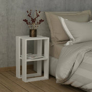 Comodino Alfreda, Comò basso, Tavolino da notte, Mensola da letto, 30x30h55 cm, Bianco