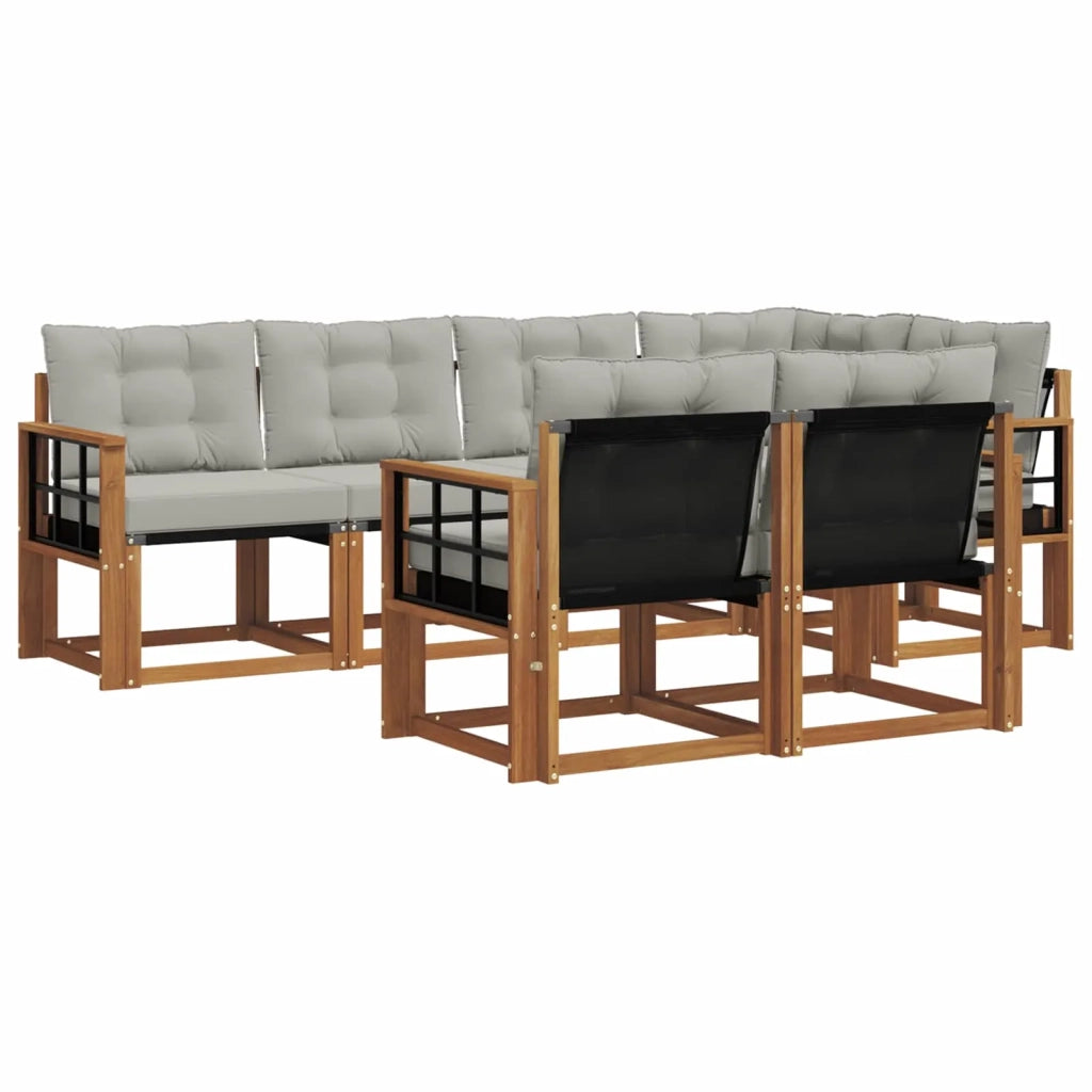 Set di divani da esterno 7 pcs Grigio Naturale e Chiaro