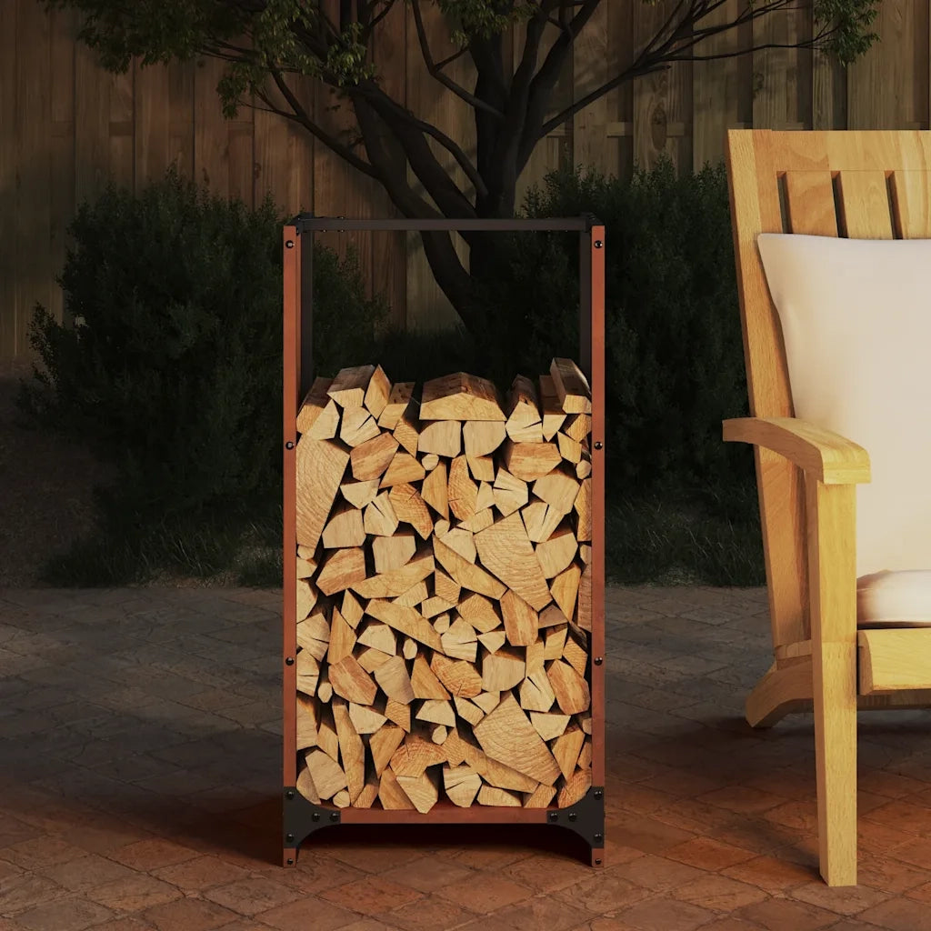 Rastrelliera per Legna da Ardere 40x30x80 cm in Acciaio Corten 864236