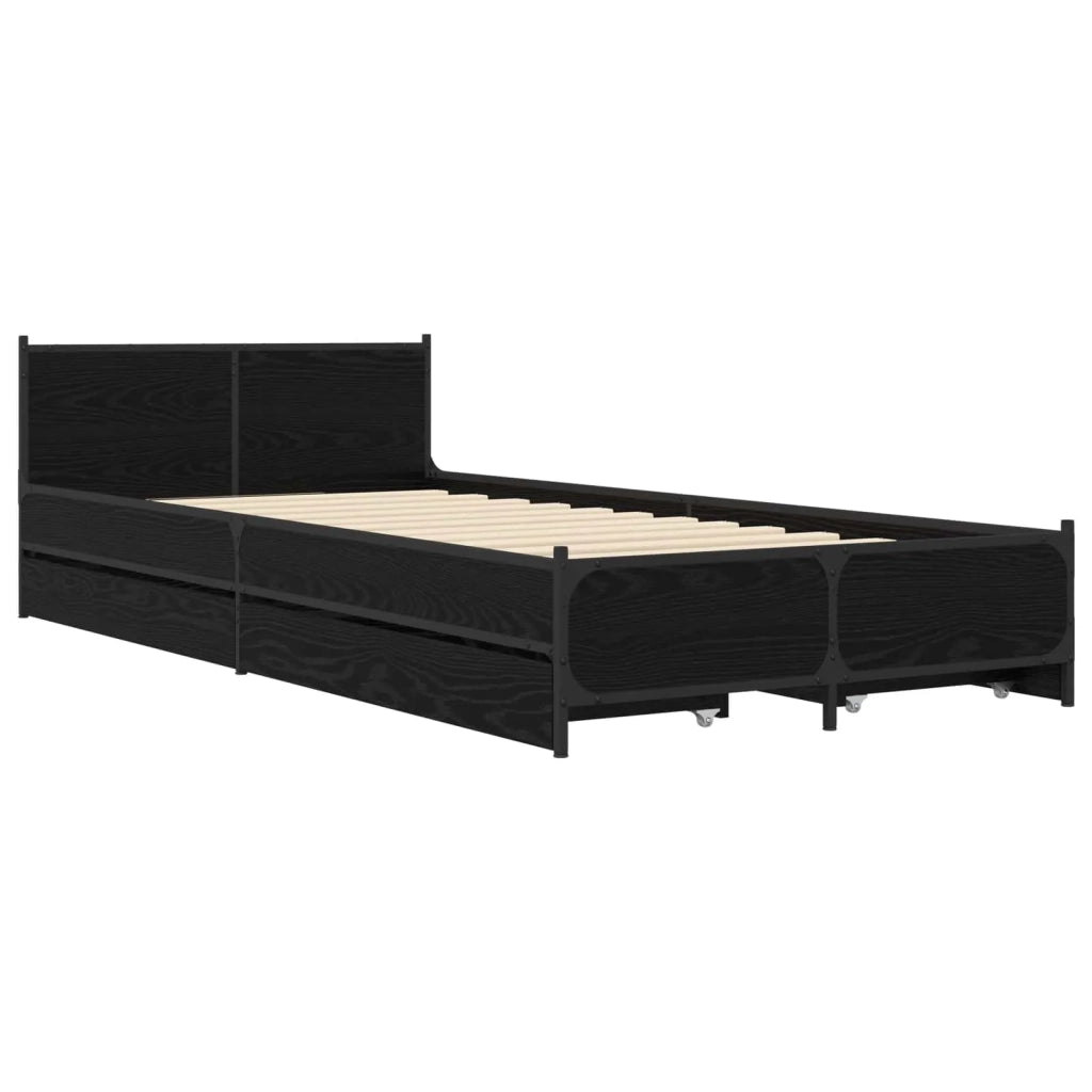 Struttura letto con testata con ruota Rovere Nero 80 x 200 cm 3429697