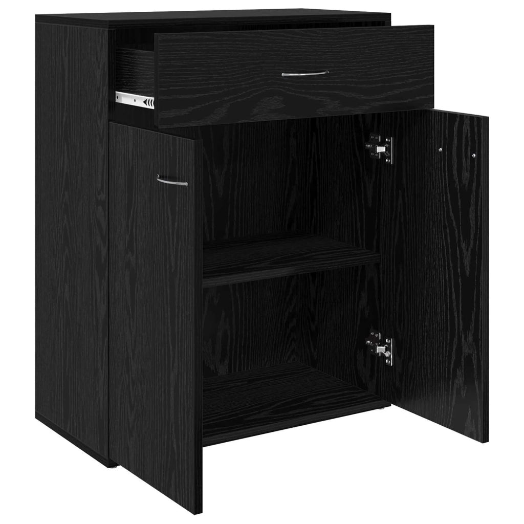 Credenza | Madia | Buffet da pranzo | Armadio da pranzo Rovere Nero 60 x 30 x 75 cm Legno multistrato