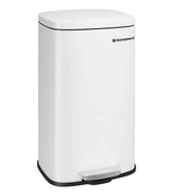 Pattumiera a pedale da cucina 35 x 23,8 x 63 cm in acciaio inox con secchio interno in plastica capacità 30 litri coperchio con chiusura ammortizzata antiodore argento metallizzato 12_0007201