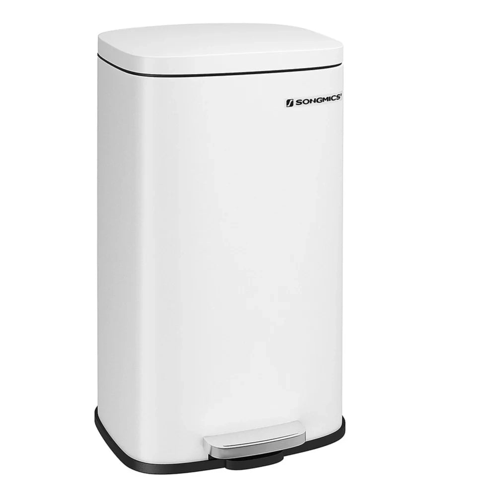 Pattumiera a pedale da cucina 35 x 23,8 x 63 cm in acciaio inox con secchio interno in plastica capacità 30 litri coperchio con chiusura ammortizzata antiodore argento metallizzato 12_0007201