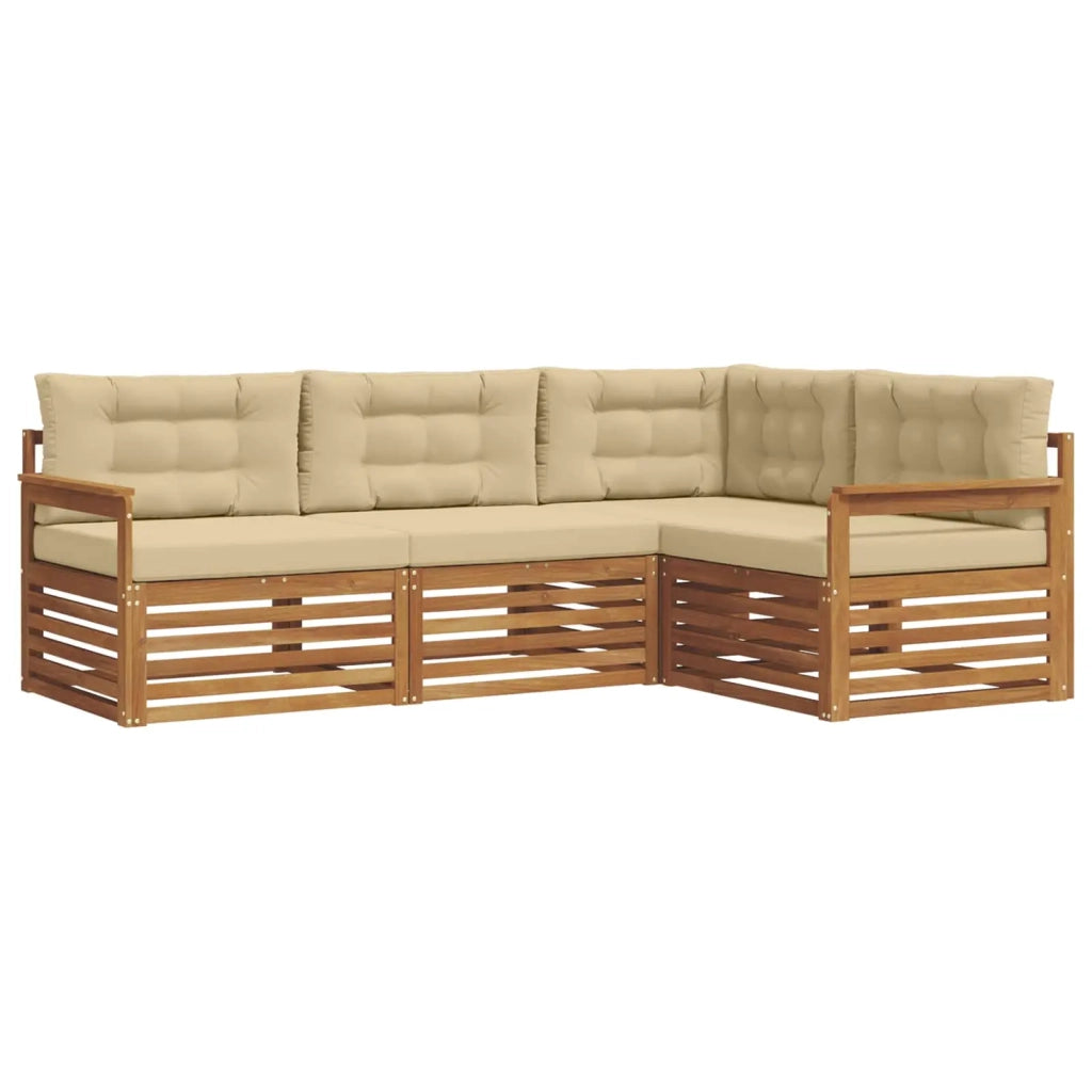 Set di divani da esterno con cuscino 4 pcs Naturale e Beige