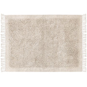 Tappeto rettangolare in cotone beige 140 x 200 cm con frange boho soggiorno camera da letto