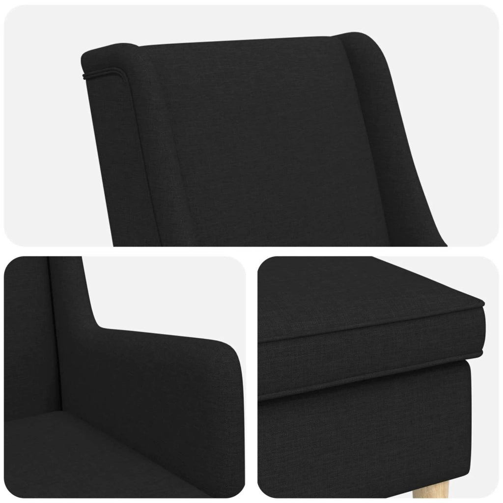 Poltrona con Ottomano 2 pz Nero Tessuto 3418854
