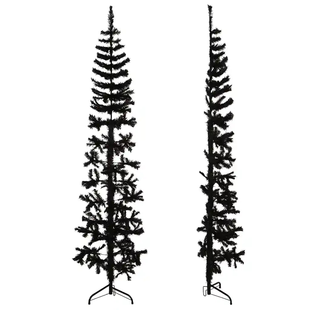 Albero Natale Artificiale Sottile a MetÃ  e Supporto Nero 180 cm