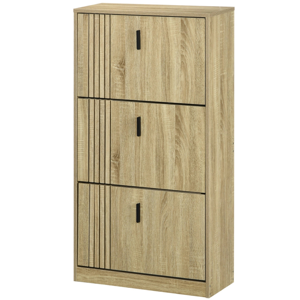 Scarpiera 3 ante 18 paia grande capacit¨¤ per ingresso corridoio ¨C zephmum ¨C 63x24x117 cm rovere