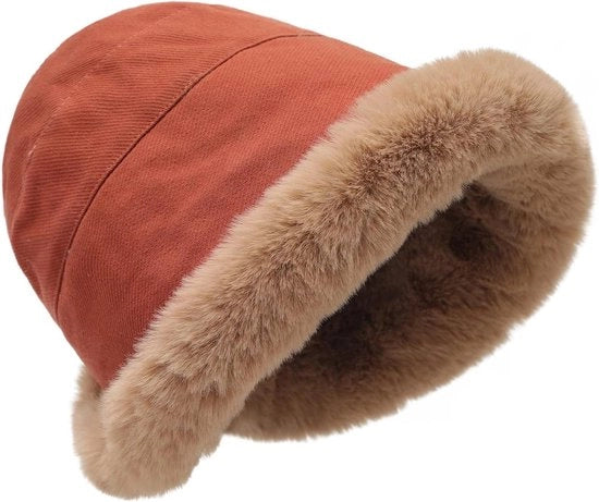 Donna Sciarpa Invernale con Piuma Finta e Cappuccio Cloche con Rivestimento di Felpa in Acciaio Rugginato - Unico Modello - Caldo - Tendenza - Stile