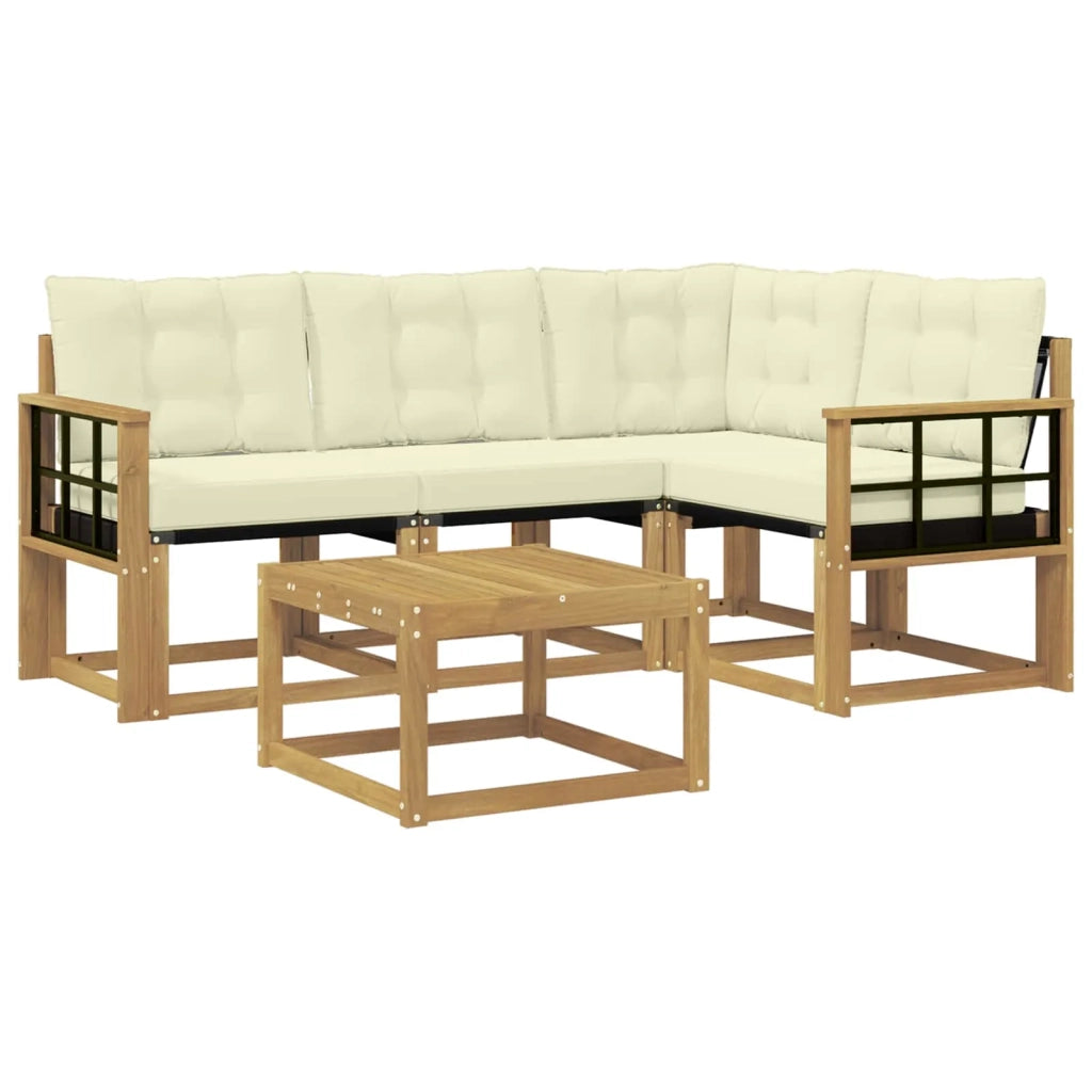 Set di divani da esterno con cuscino 5 pcs Bianco e Crema 3389456