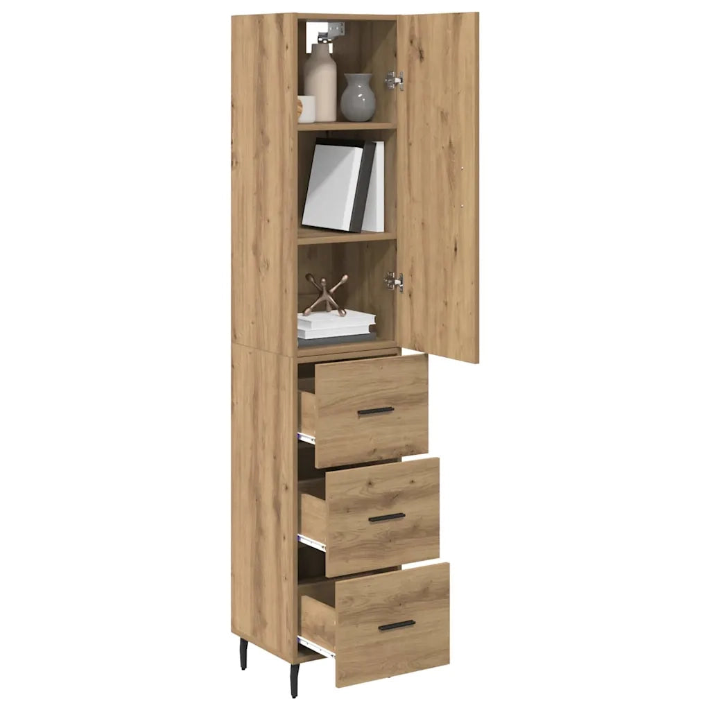 Credenza | Madia | Buffet da pranzo | Armadio da pranzo con cassetto Rovere artigianale 34,5 x 34 x 180 cm