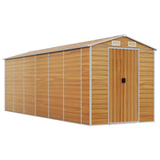 Casetta da giardino cabina ripostiglio casetta da esterno robusta casetta per attrezzi colore chiaro 191 x 555 x 198 cm acciaio zincato marrone 02_0022293