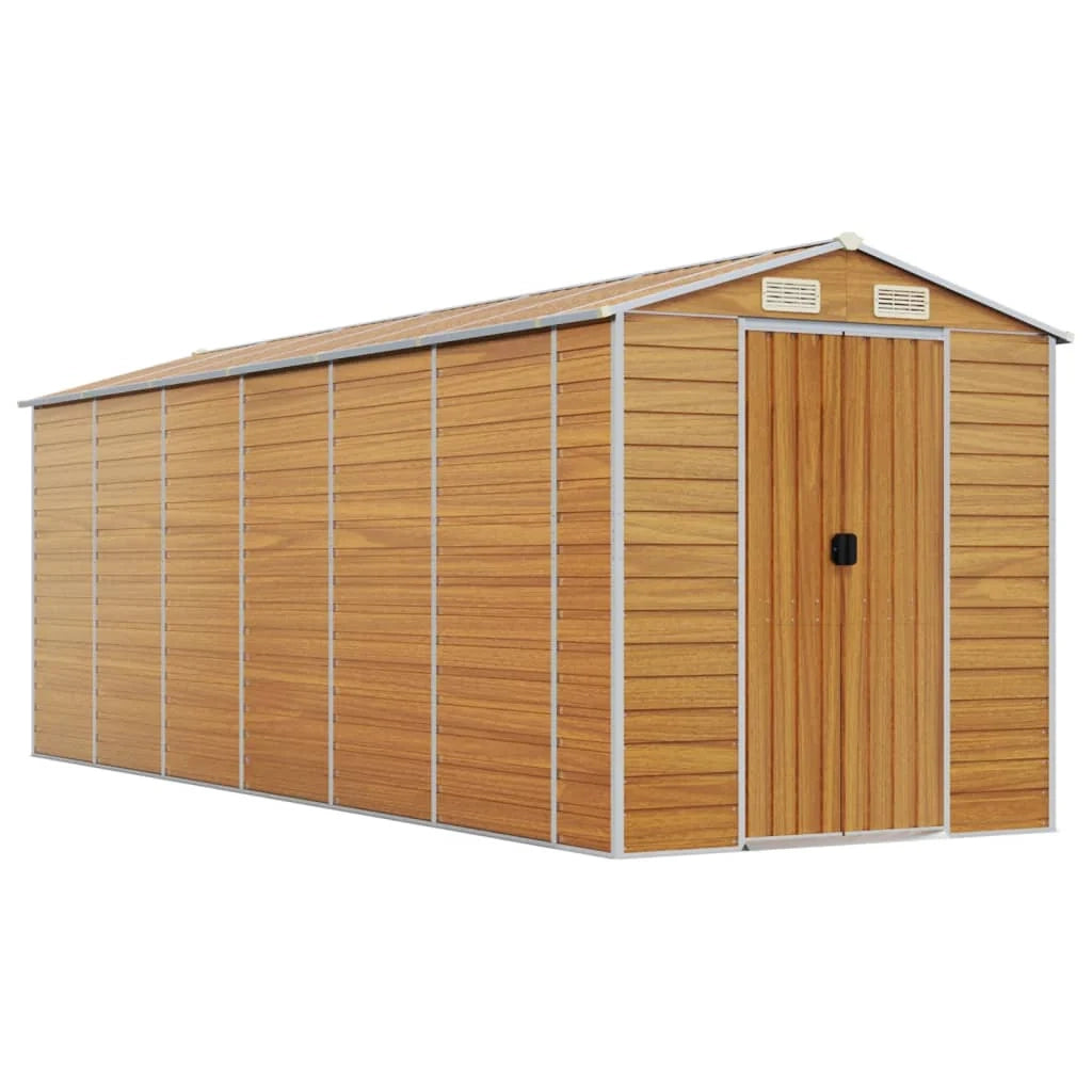 Casetta da giardino cabina ripostiglio casetta da esterno robusta casetta per attrezzi colore chiaro 191 x 555 x 198 cm acciaio zincato marrone 02_0022293