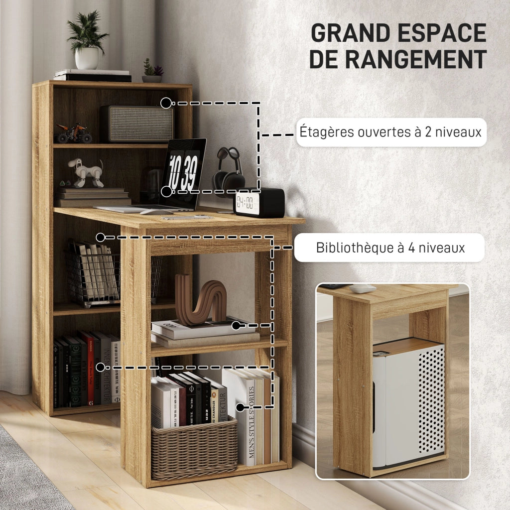 Scrivania angolare con libreria ¨C Zephmum ¨C Rovere 120x60x180