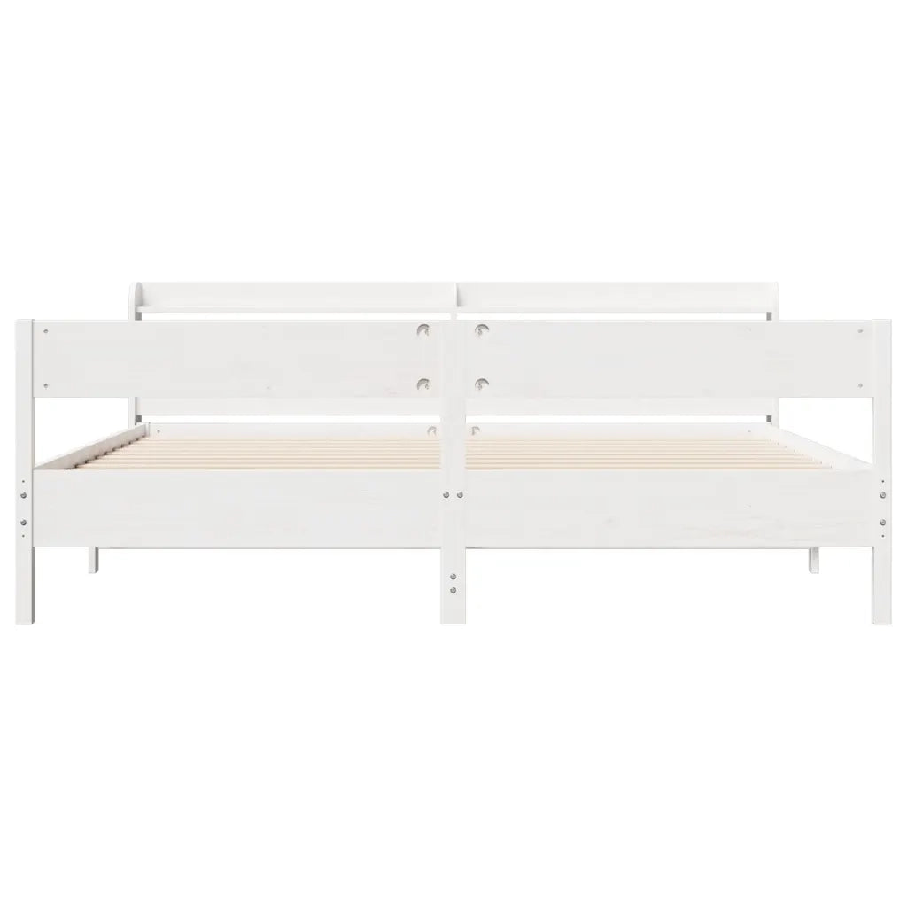 Giroletto senza Materasso Bianco 200x200 cm Legno Massello Pino 3306916