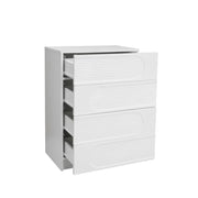 Cassettiera con 4 Cassetti a Estrazione Totale; Frontali Lucidi; Stile Moderno; in MDF e Pannello Truciolare; Bianco; 60??38;5??85 cm