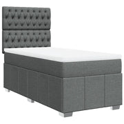 Letto singolo | Letto per adulti | Giroletto a Molle con Materasso Grigio Scuro 90x200 cm Tessuto