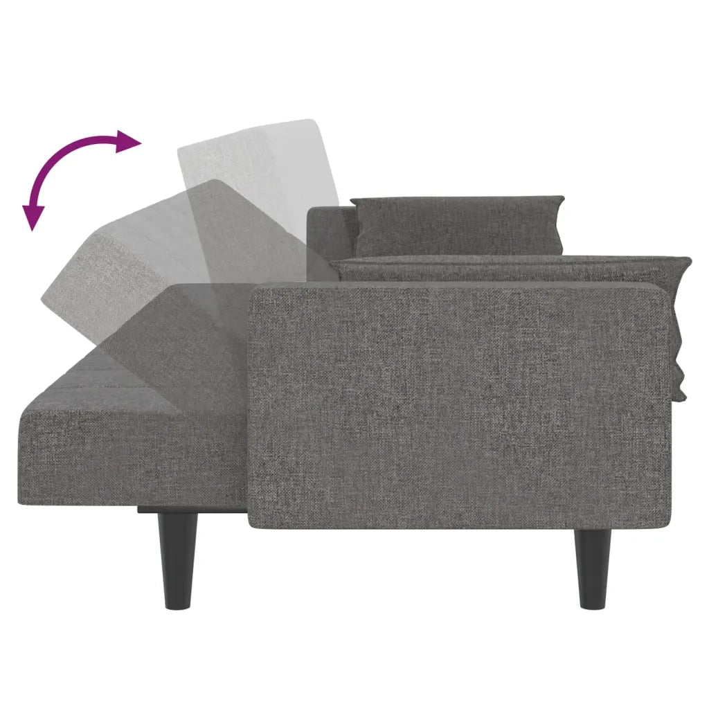 Divano letto | Sof¨¤ letto | Letto singolo a 2 Posti con 2 Cuscini Grigio Chiaro in Tessuto