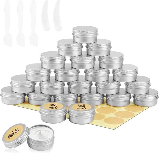Contenitori di campionatura in alluminio da 24 pezzi, 20ml, con forma di ciotola, per campioni di crema e cera, argenteo.