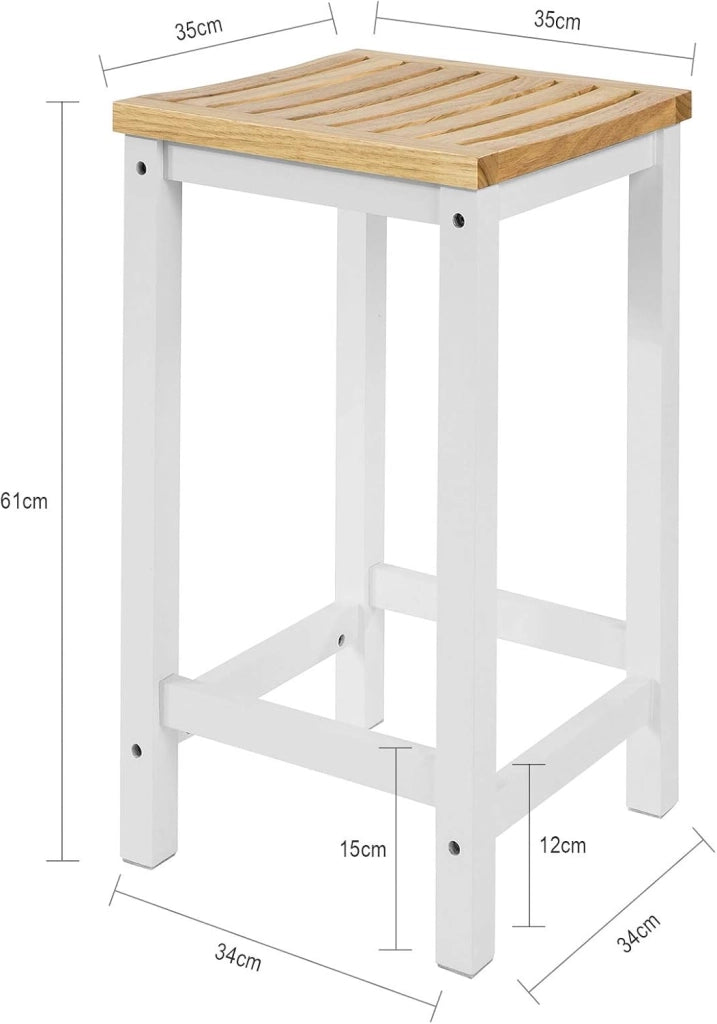 Set 2 SgabellI per cucina moderno SgabellI legno massello Bianco altezza 61 cm, Max Portata 100 kg FST29-WNX2