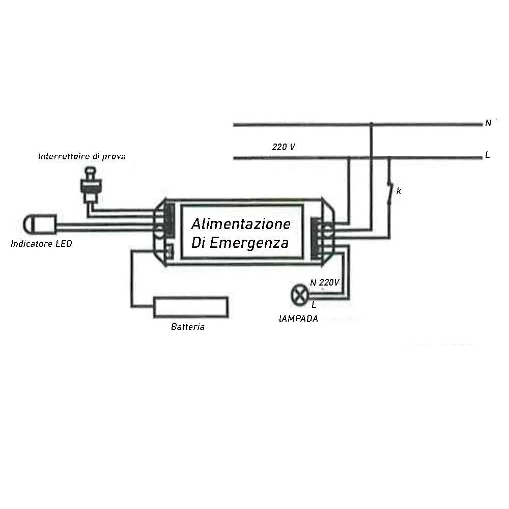 Kit sistema di emergenza per trasformare lampade a LED da 3w a 50w in luce anti black out 220V