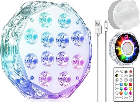 Luci LED per Piscina a Spacco con Controllo Remoto - Illuminazione Acqua-Resistente Ricaricabile - Super Luminoso Magnetico - 1 Pacchetto