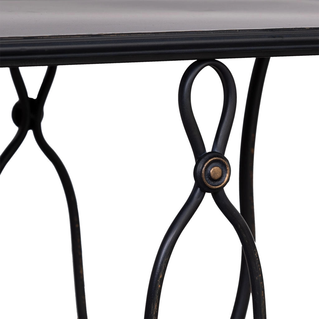 Tavolino in metallo invecchiato nero 60x38x65