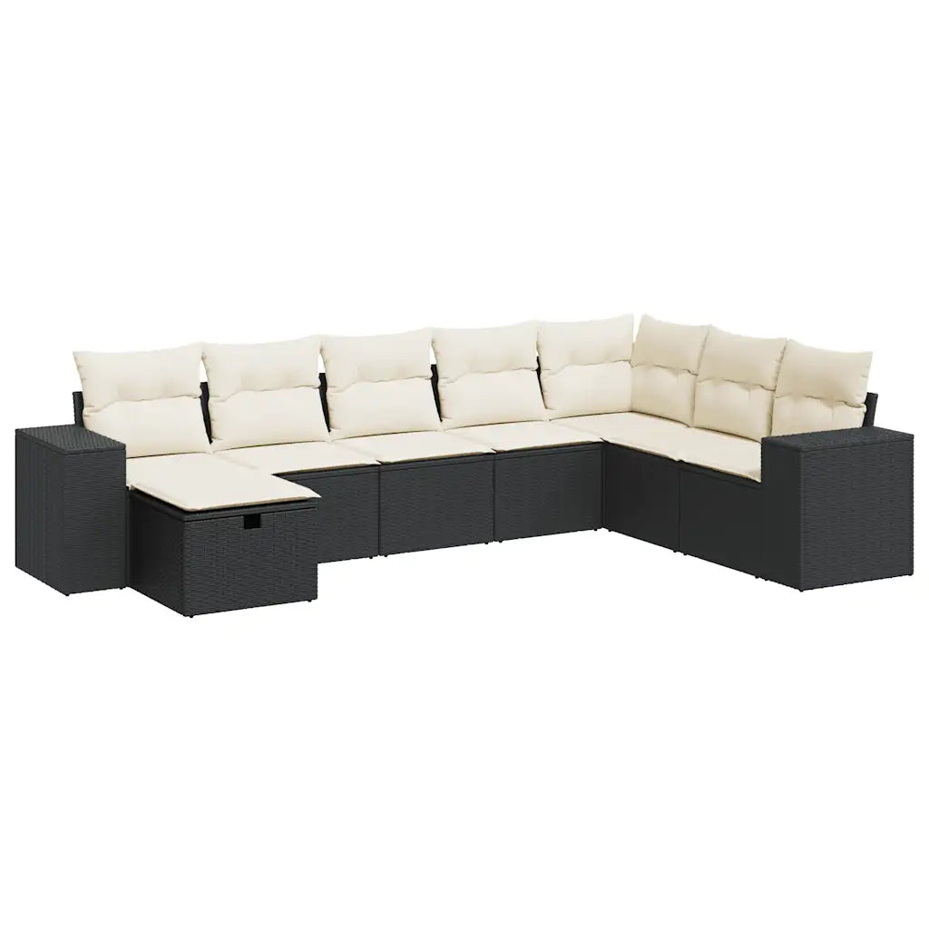 Set Divani da Giardino con Cuscini 8 pz Nero in Polyrattan 3325732