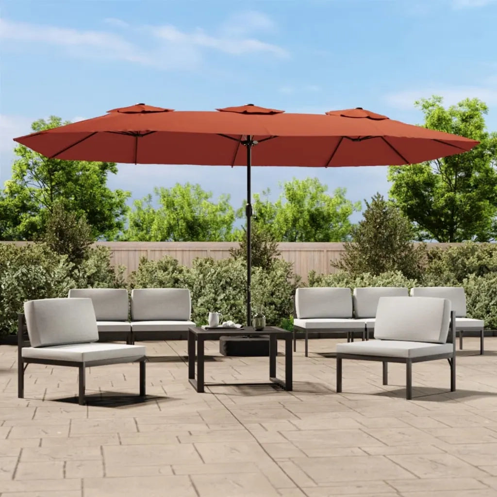 Ombrellone a Doppia Testa con LED Terracotta 449x265 cm 362958