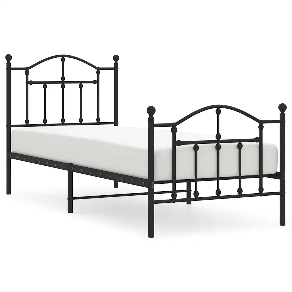 Giroletto con Testiera e Pediera Metallo Nero 90x200 cm 353450