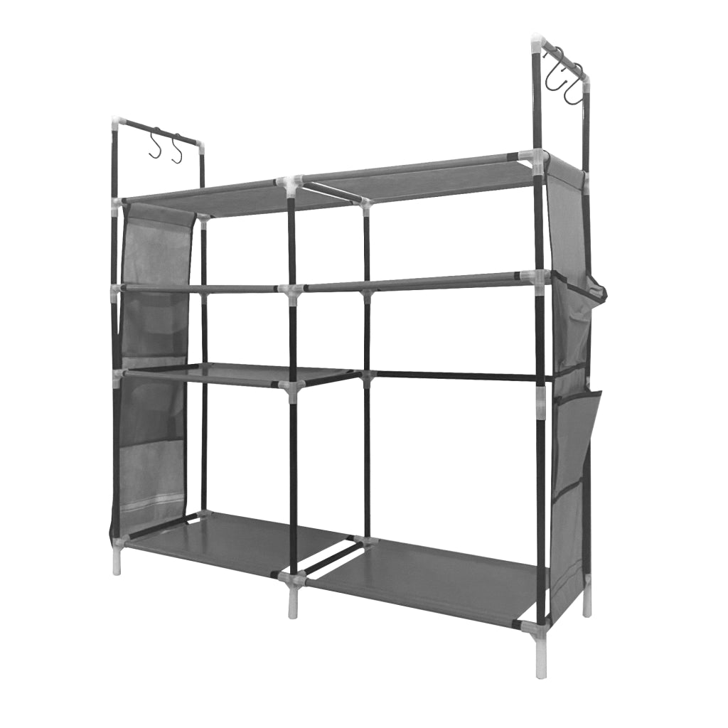 Scarpiera componibile in metallo Nyana Home fino a 21 paia 95x90x27cm, 4 tasche laterali, 4 altezze Grigio.