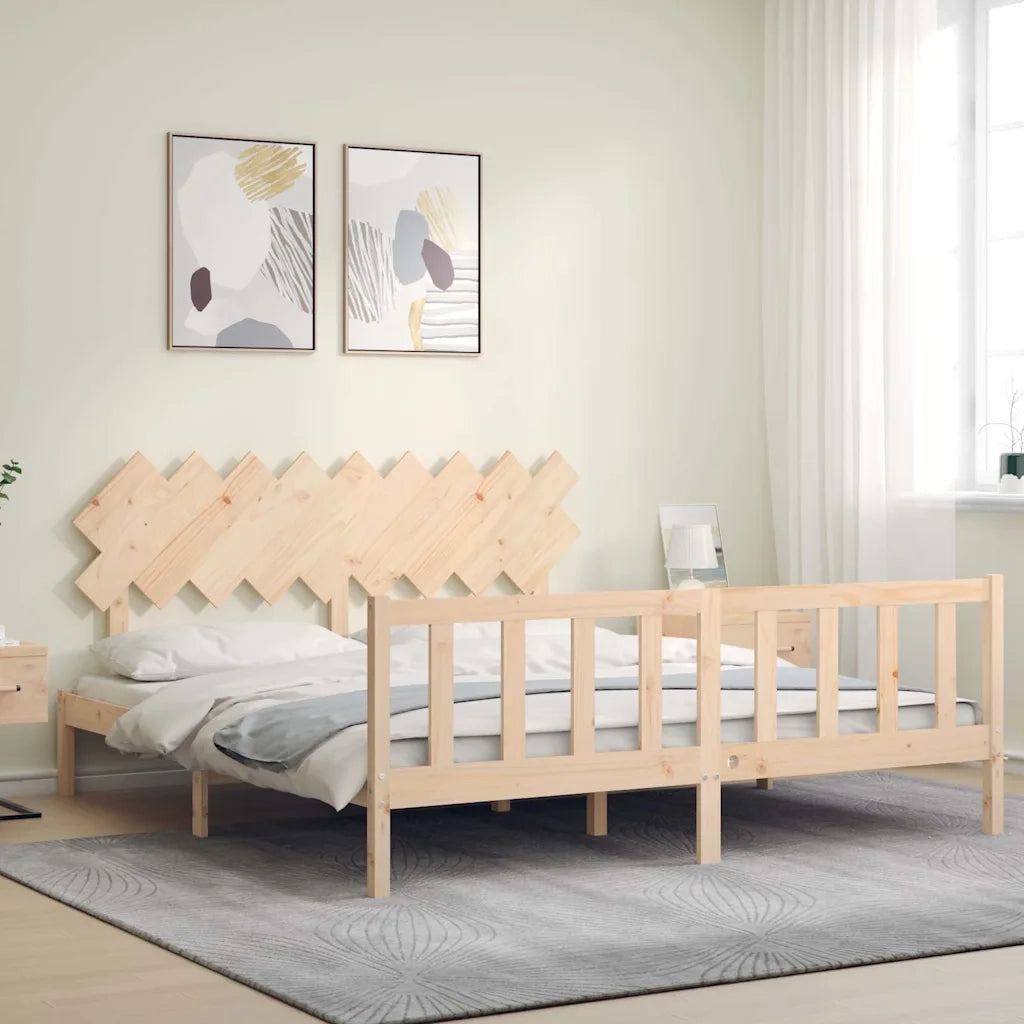 Giroletto con Testiera Super King Size in Legno Massello 3193481