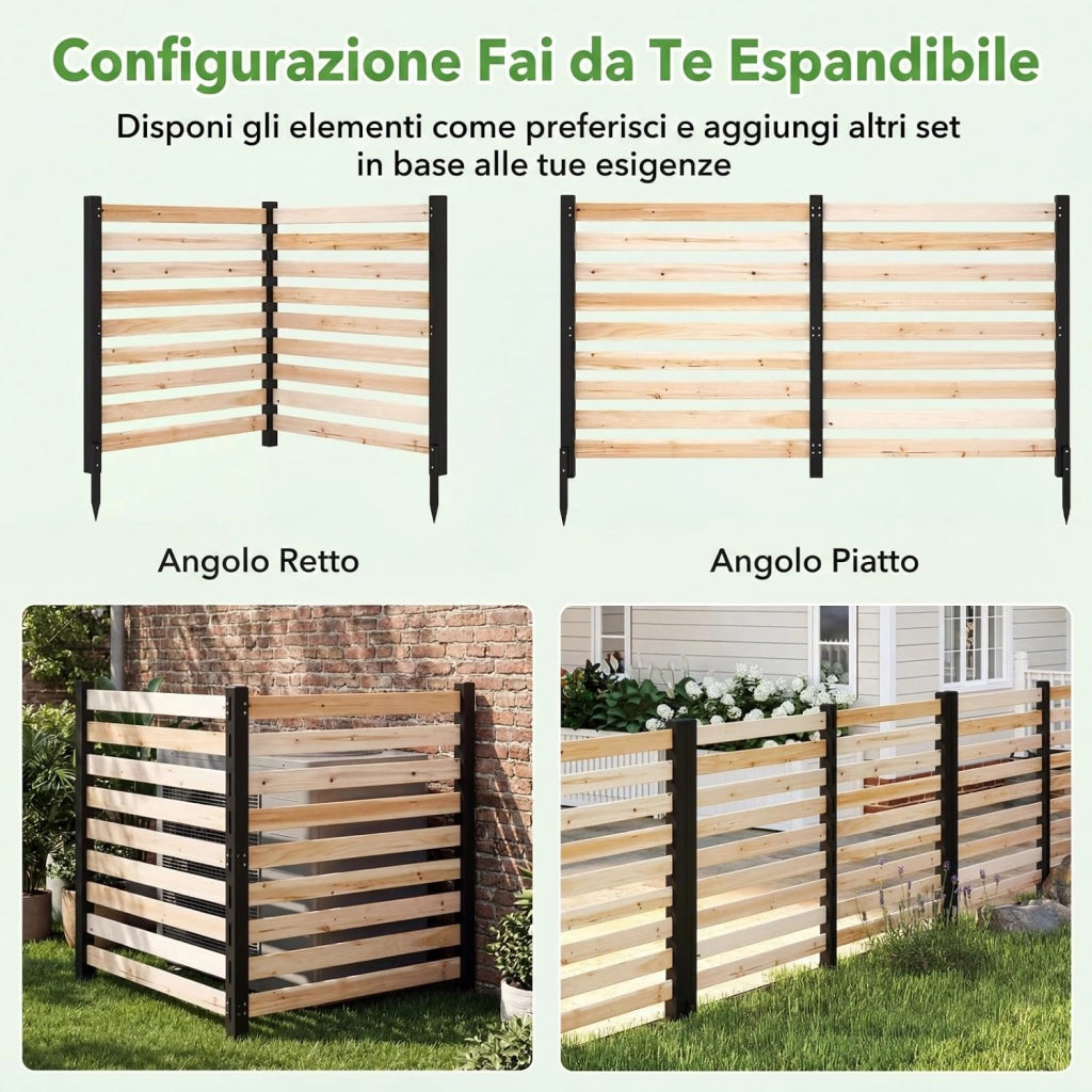 Recinzione da Giardino in Legno Massello, Schermo per Privacy da Esterno Regolabile, Pannelli Privacy da Giardino per Condizionatore e Bidoni della Spazzatura e Divisorio di Spazio (Legno)