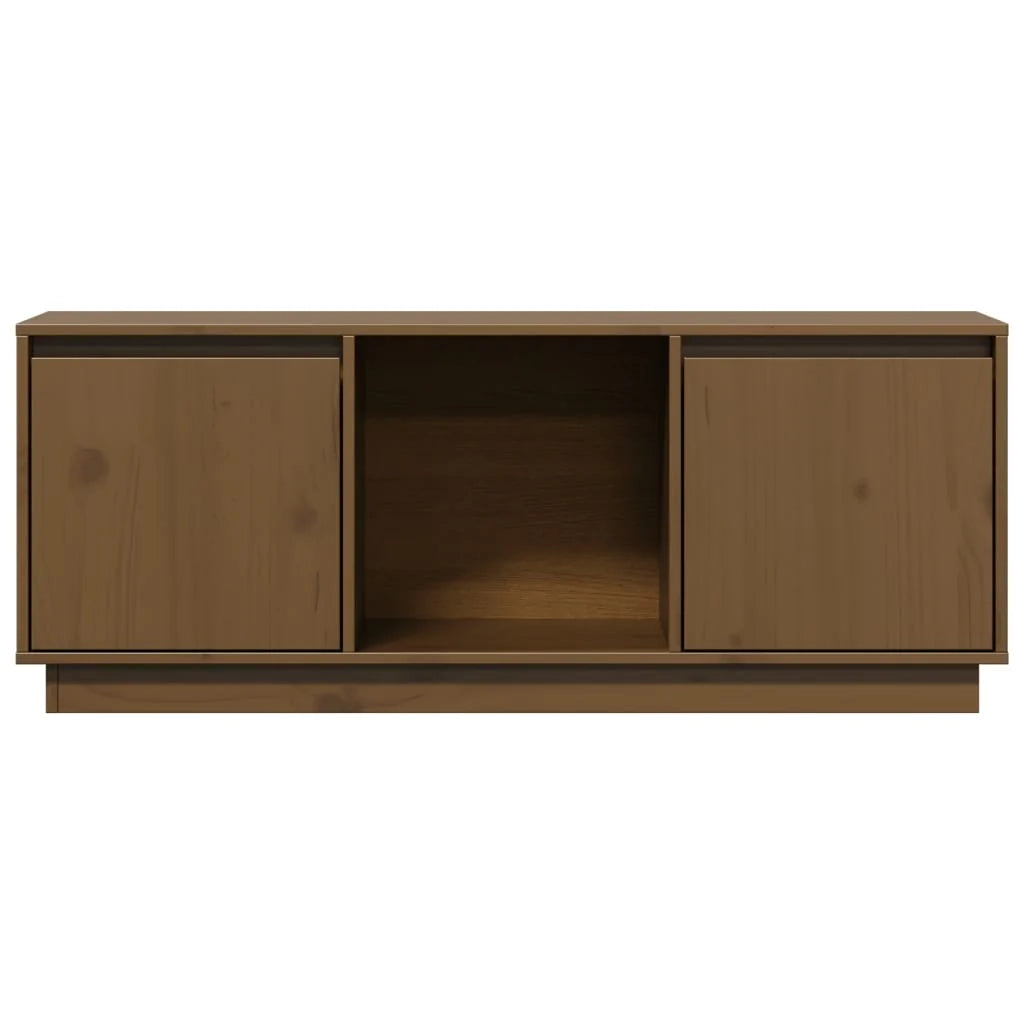 Mobile TV multimediale scaffale TV credenza mobile TV sala da pranzo soggiorno camera da letto color miele 110,5 x 35 x 44 cm legno di pino massiccio marrone 02_0027702