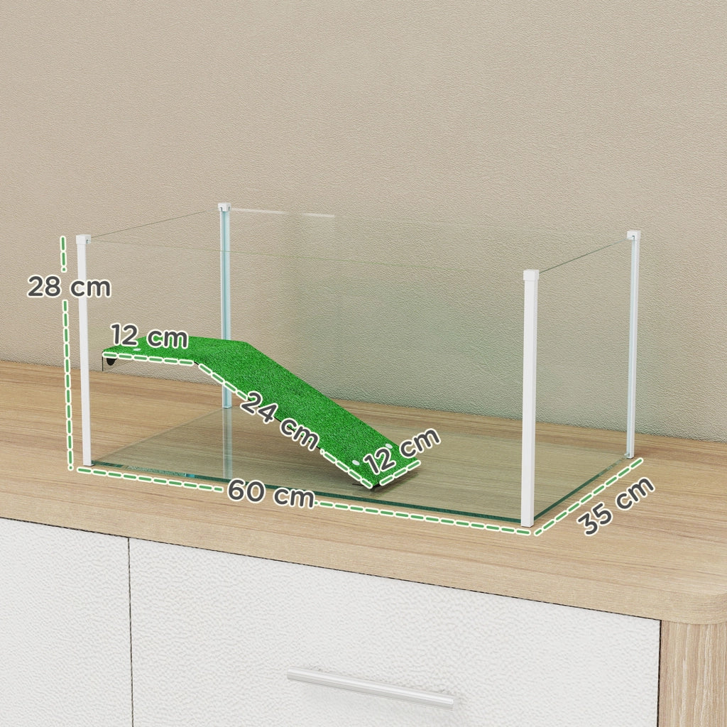 Terrario per Tartarughe con Rampa ¨C zephmum ¨C Bianco 60x35x28 cm