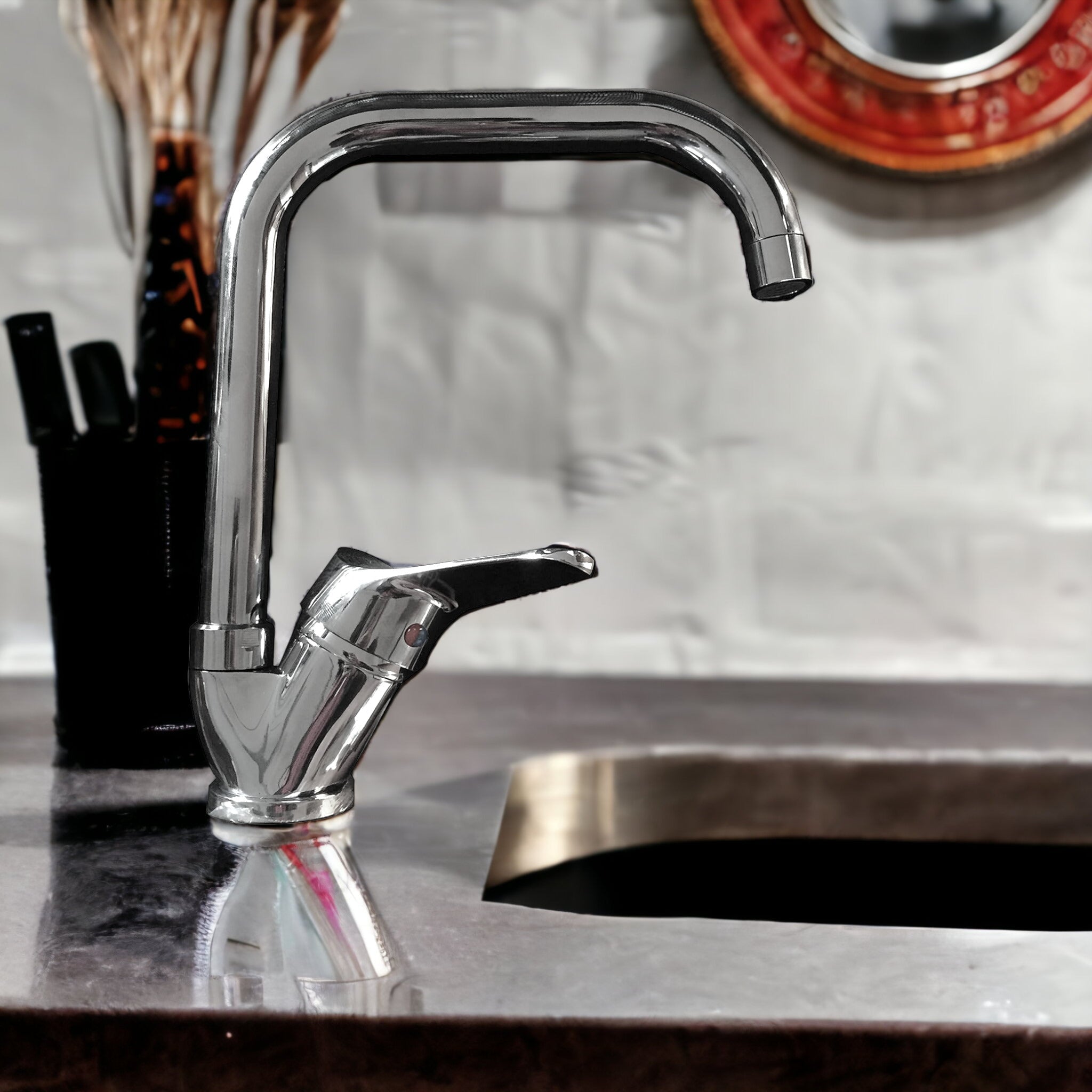 Rubinetto miscelatore cucina canna squadrata a ponte