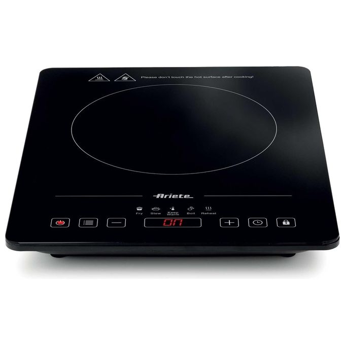 Ariete 1997 Piastra a induzione singola portatile, Vetroceramica, 2000W, 10 livelli di potenza, Timer fino a 4 ore, Sicurezza bambini, 5 programmi, Nero